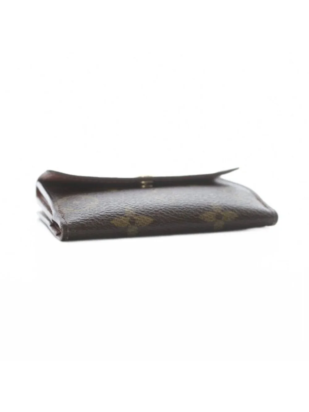 Louis Vuitton Coin Case Wallet Card Brown Snap Button Monogram Pattern RI